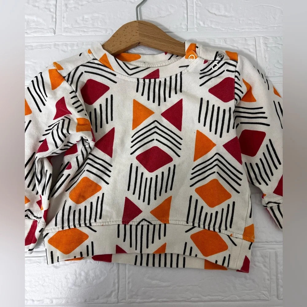 Kids Geometric Pullover Sweatshirt - Orange & Red